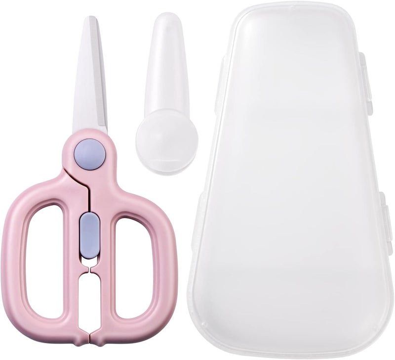 Artenny Baby Food Scissors with Travel Case, Ceramic Food Scissors Kids, Toddler Scissor with Safety Lock, Ideal for Pizza, Meats, Noodles, Vegetables, and Fruits (A) - Image 1